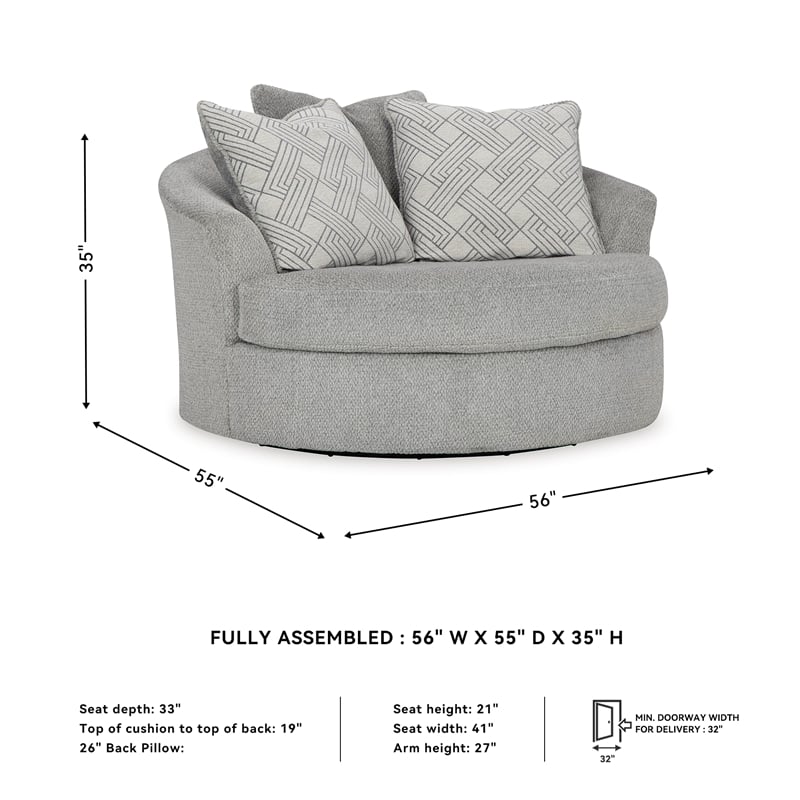 Signature Design by Ashley Casselbury Cement Oversized Swivel Accent Chair