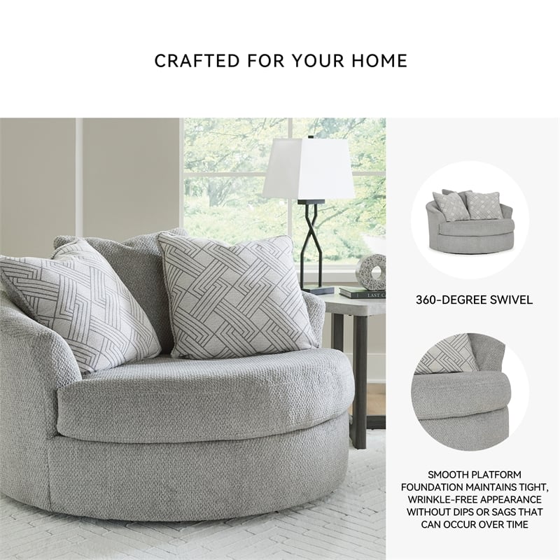 Signature Design by Ashley Casselbury Cement Oversized Swivel Accent Chair