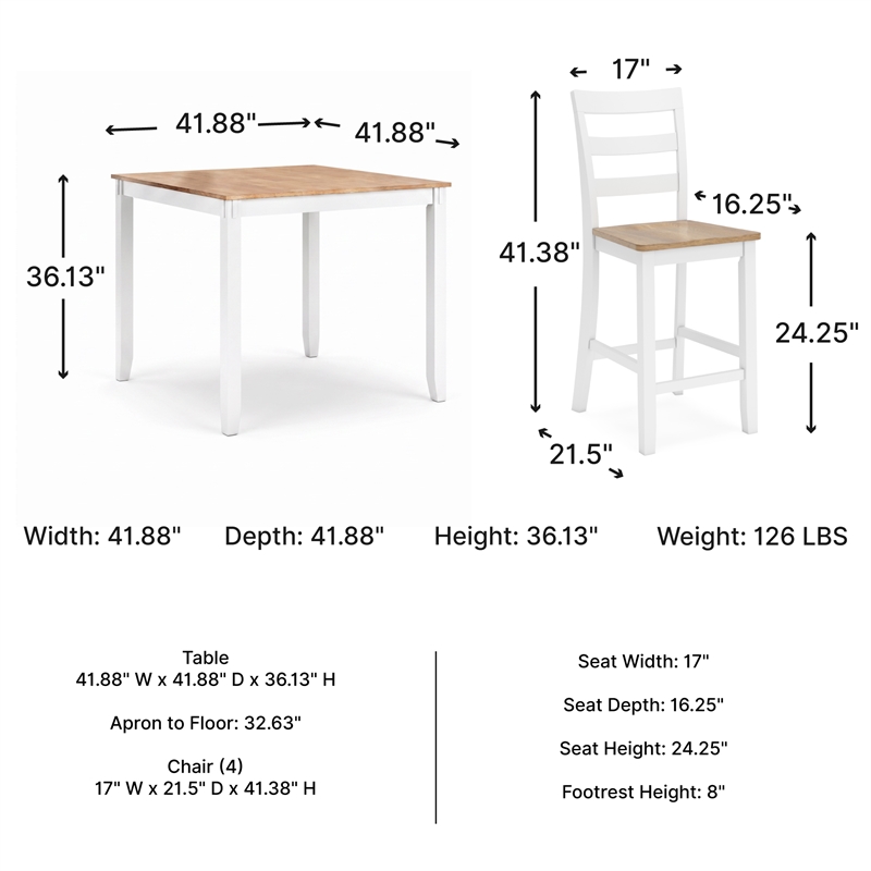 Ashley Furniture Gesthaven White Counter Height Dining Table Set - Set of 5