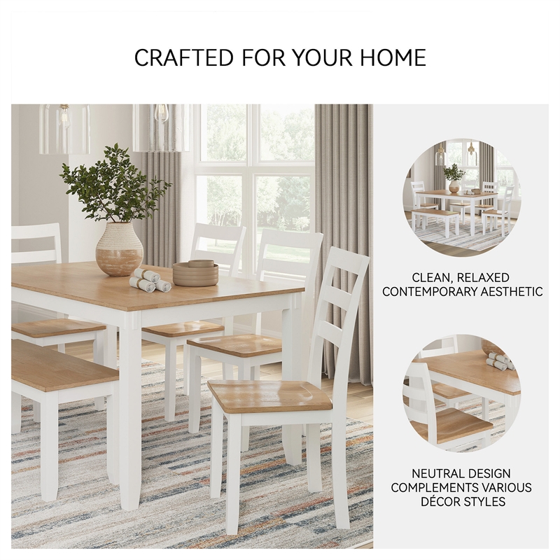 Signature Design by Ashley Gesthaven Natural & White Dining Table Set - Set of 6