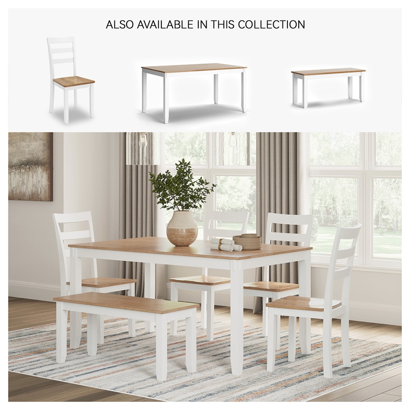 Signature Design by Ashley Gesthaven Natural & White Dining Table Set - Set of 6