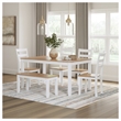 Signature Design by Ashley Gesthaven Natural & White Dining Table Set - Set of 6