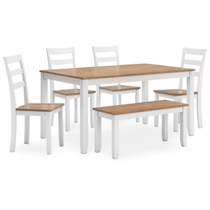 Signature Design by Ashley Gesthaven Natural & White Dining Table Set - Set of 6