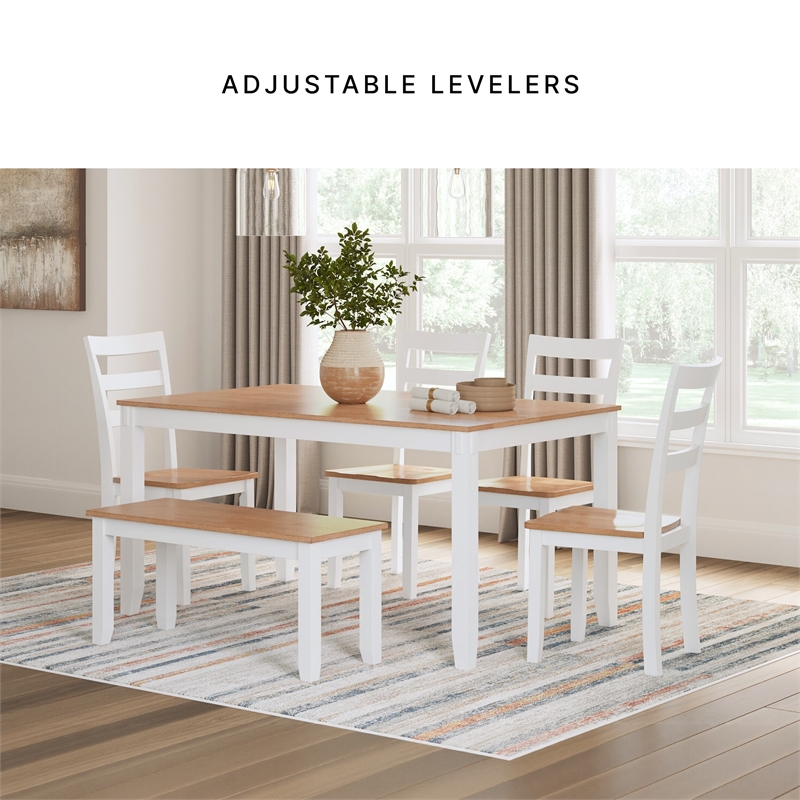 Signature Design by Ashley Gesthaven Natural & White Dining Table Set - Set of 6
