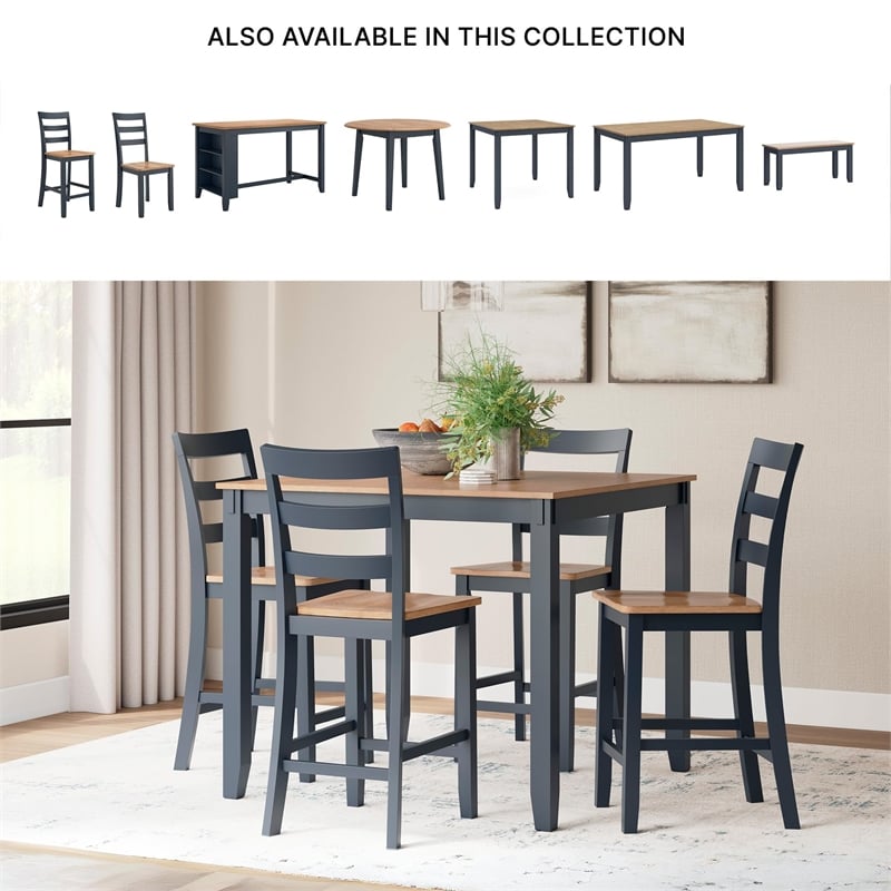 Ashley Furniture Gesthaven Blue Counter Height Dining Table Set - Set of 5