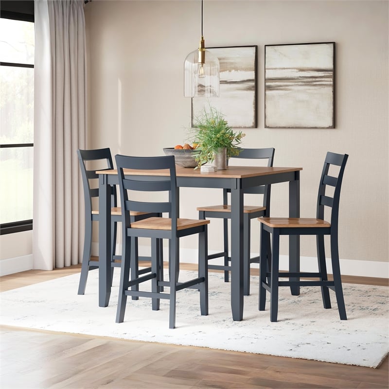 Ashley Furniture Gesthaven Blue Counter Height Dining Table Set - Set of 5