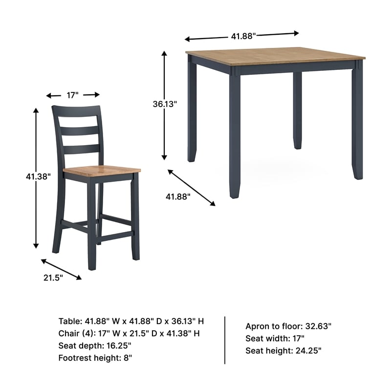 Ashley Furniture Gesthaven Blue Counter Height Dining Table Set - Set of 5