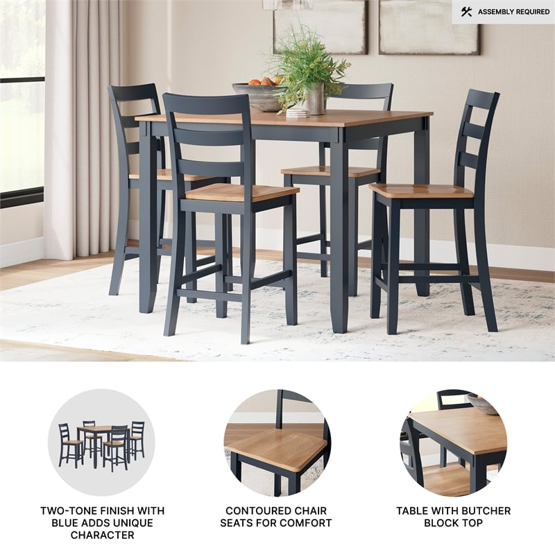 Ashley Furniture Gesthaven Blue Counter Height Dining Table Set - Set of 5