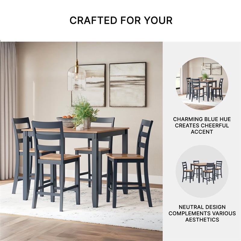 Ashley Furniture Gesthaven Blue Counter Height Dining Table Set - Set of 5