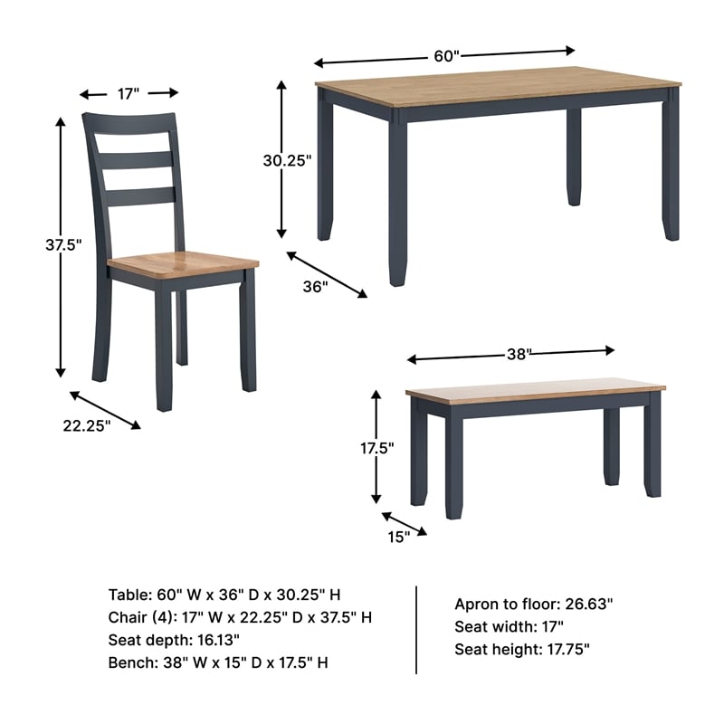 Signature Design by Ashley Gesthaven Natural & Blue Dining Table Set - Set of 6