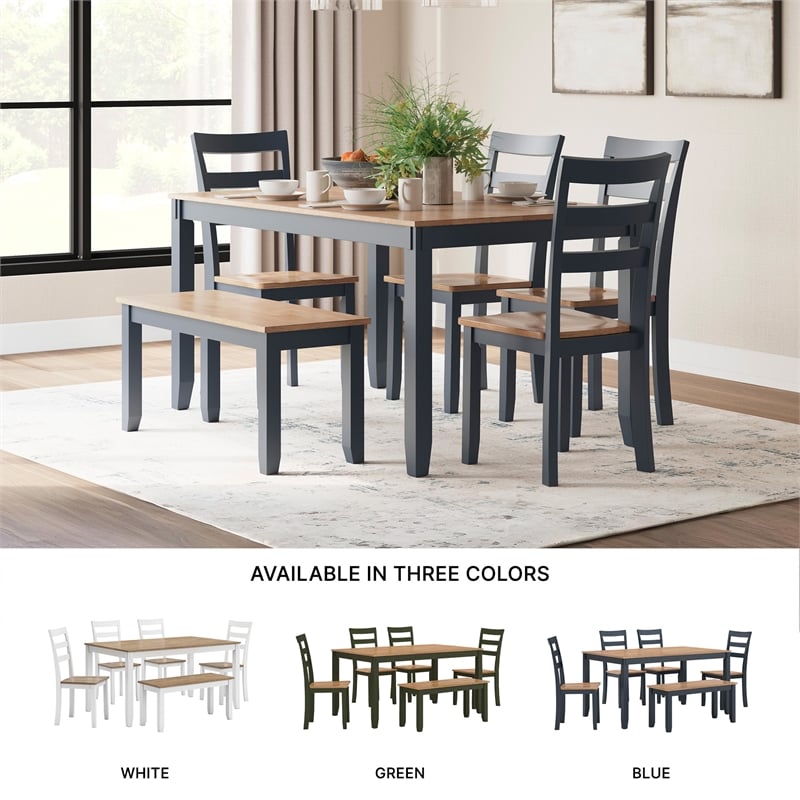 Signature Design by Ashley Gesthaven Natural & Blue Dining Table Set - Set of 6