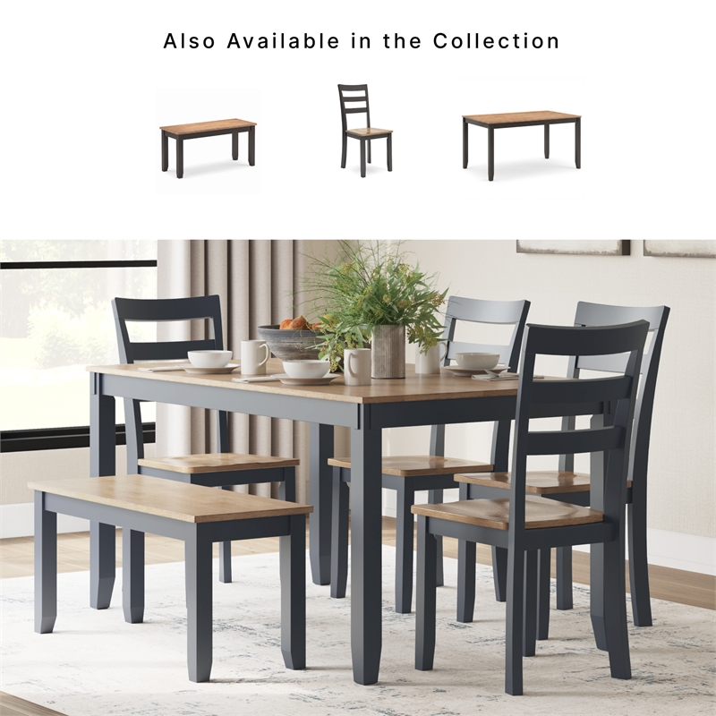 Signature Design by Ashley Gesthaven Natural & Blue Dining Table Set - Set of 6