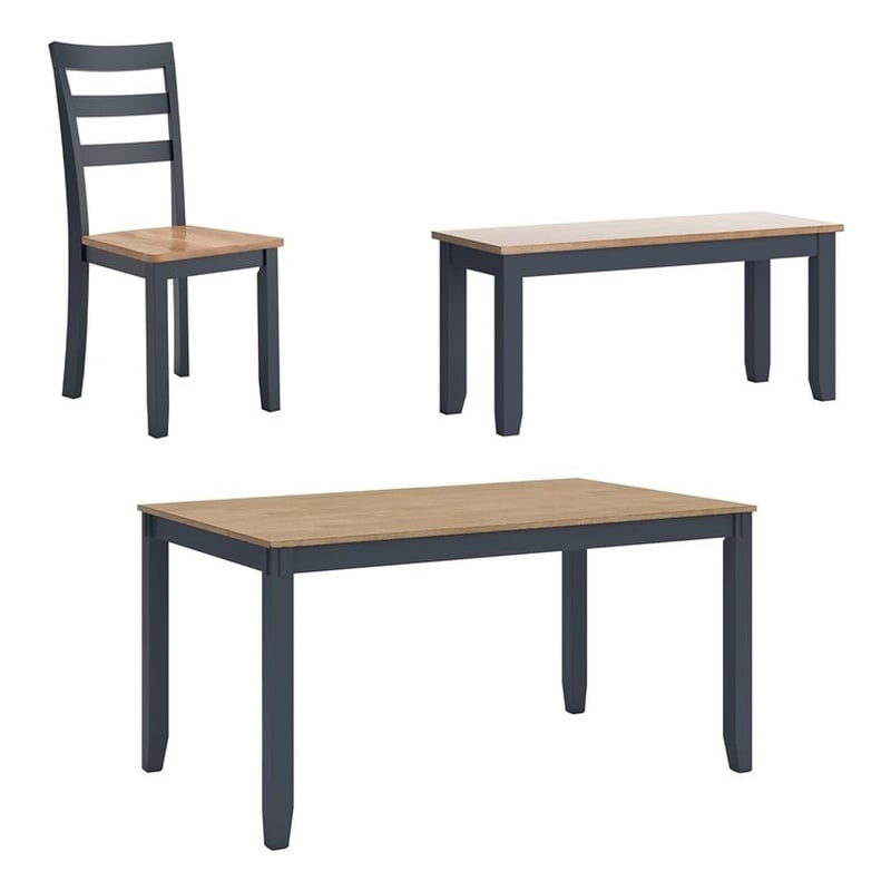 Signature Design by Ashley Gesthaven Natural & Blue Dining Table Set - Set of 6
