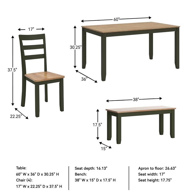 Signature Design by Ashley Gesthaven Natural & Green Dining Table Set - Set of 6