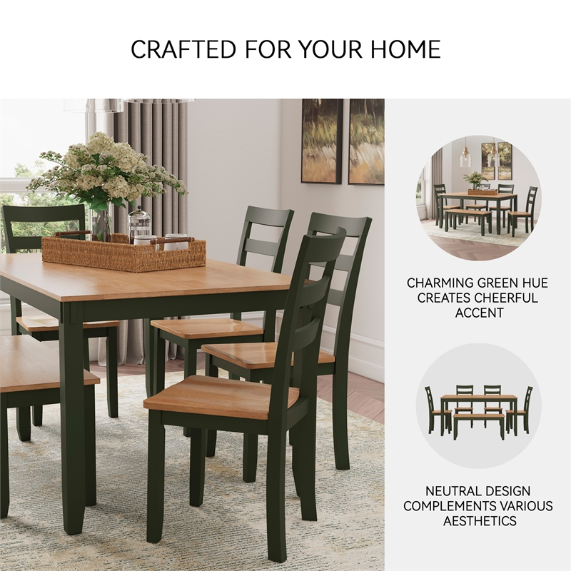 Signature Design by Ashley Gesthaven Natural & Green Dining Table Set - Set of 6