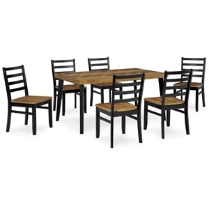 Ashley Furniture Blondon Brown & Black Dining Table and 6 Chairs - Set of 7