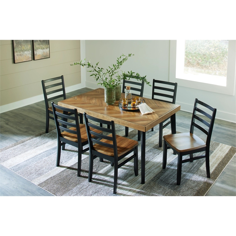 Ashley Furniture Blondon Brown & Black Dining Table and 6 Chairs - Set of 7