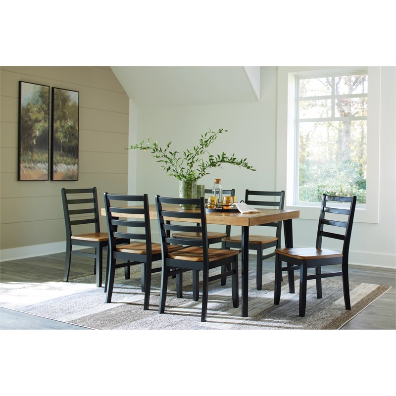 Ashley Furniture Blondon Brown & Black Dining Table and 6 Chairs - Set of 7