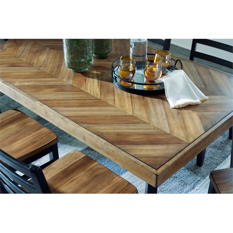 Ashley Furniture Blondon Brown & Black Dining Table and 6 Chairs - Set of 7