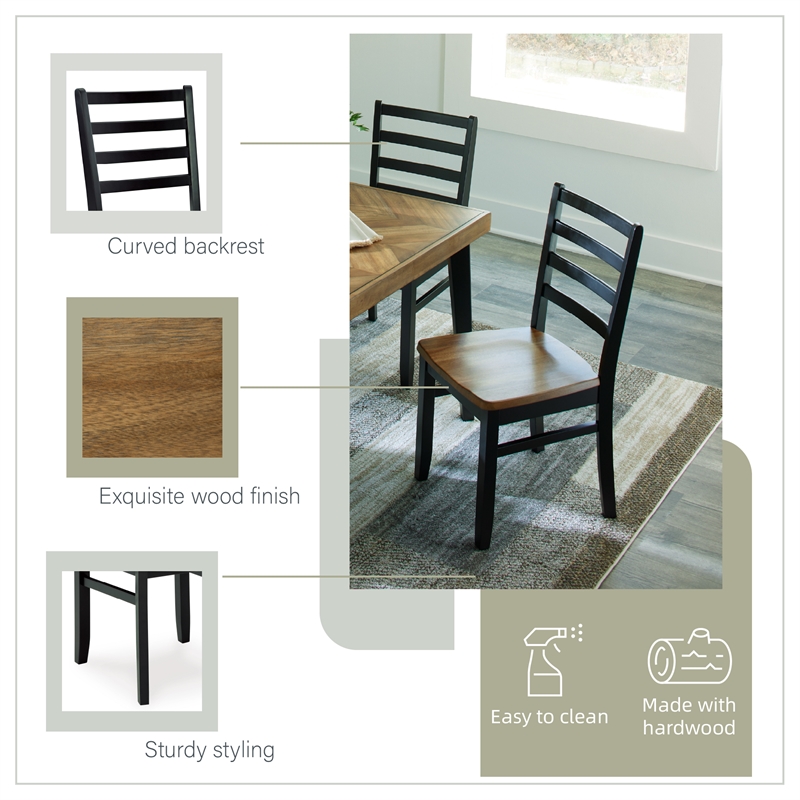 Ashley Furniture Blondon Brown & Black Dining Table and 6 Chairs - Set of 7