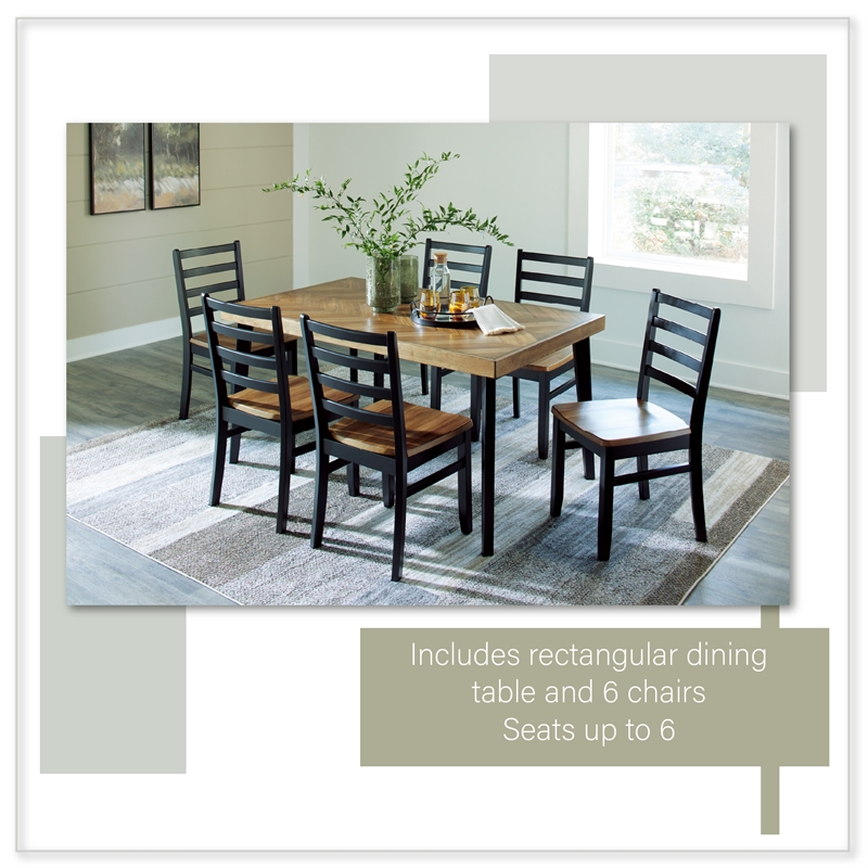Ashley Furniture Blondon Brown & Black Dining Table and 6 Chairs - Set of 7