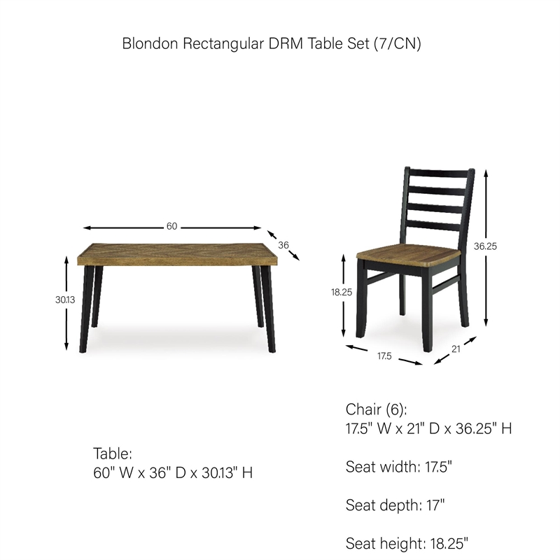 Ashley Furniture Blondon Brown & Black Dining Table and 6 Chairs - Set of 7