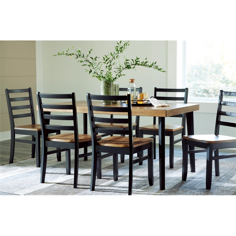 Ashley Furniture Blondon Brown & Black Dining Table and 6 Chairs - Set of 7