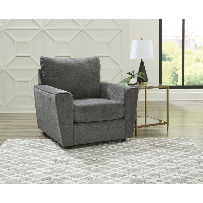 Ashley Furniture Stairatt Polyester Upholstered Accent Chair in Gravel
