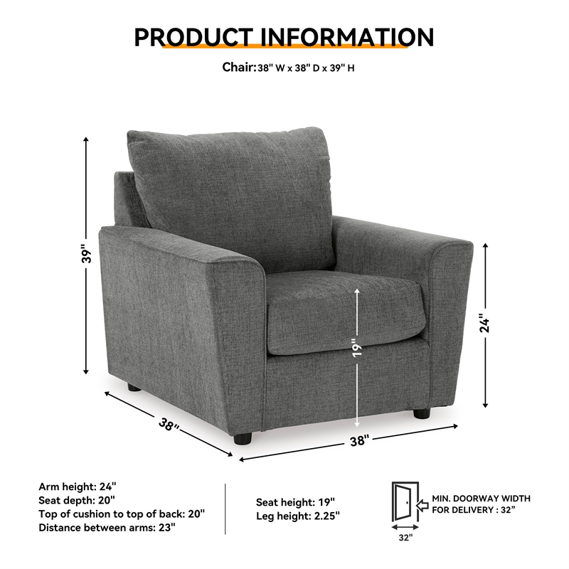 Ashley Furniture Stairatt Polyester Upholstered Accent Chair in Gravel