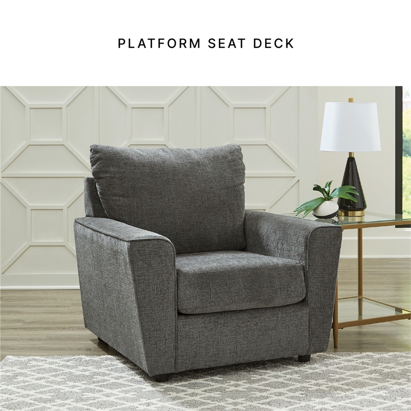Ashley Furniture Stairatt Polyester Upholstered Accent Chair in Gravel