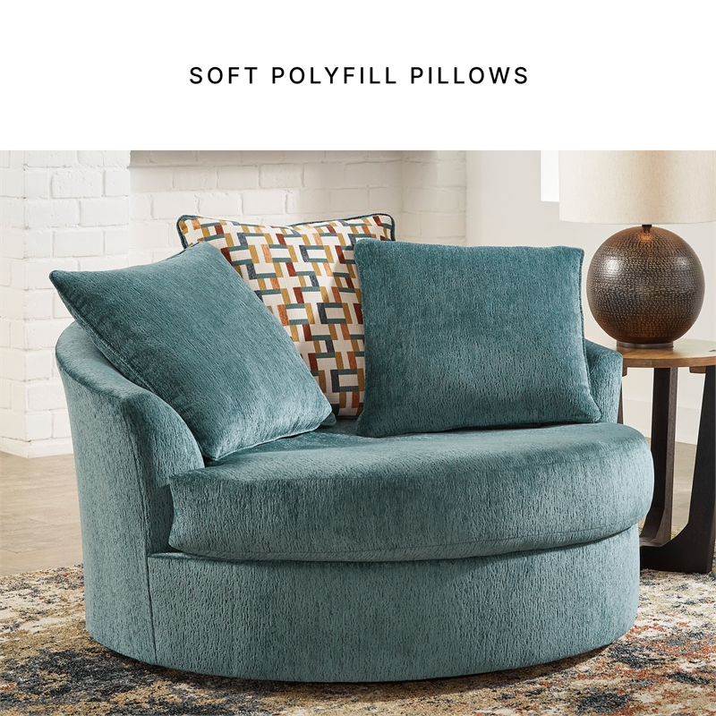 Signature Design by Ashley Laylabrook Blue Oversized Swivel Accent Chair