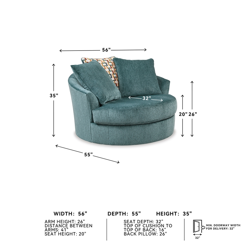 Signature Design by Ashley Laylabrook Blue Oversized Swivel Accent Chair