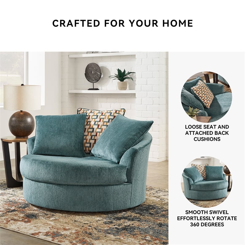Signature Design by Ashley Laylabrook Blue Oversized Swivel Accent Chair