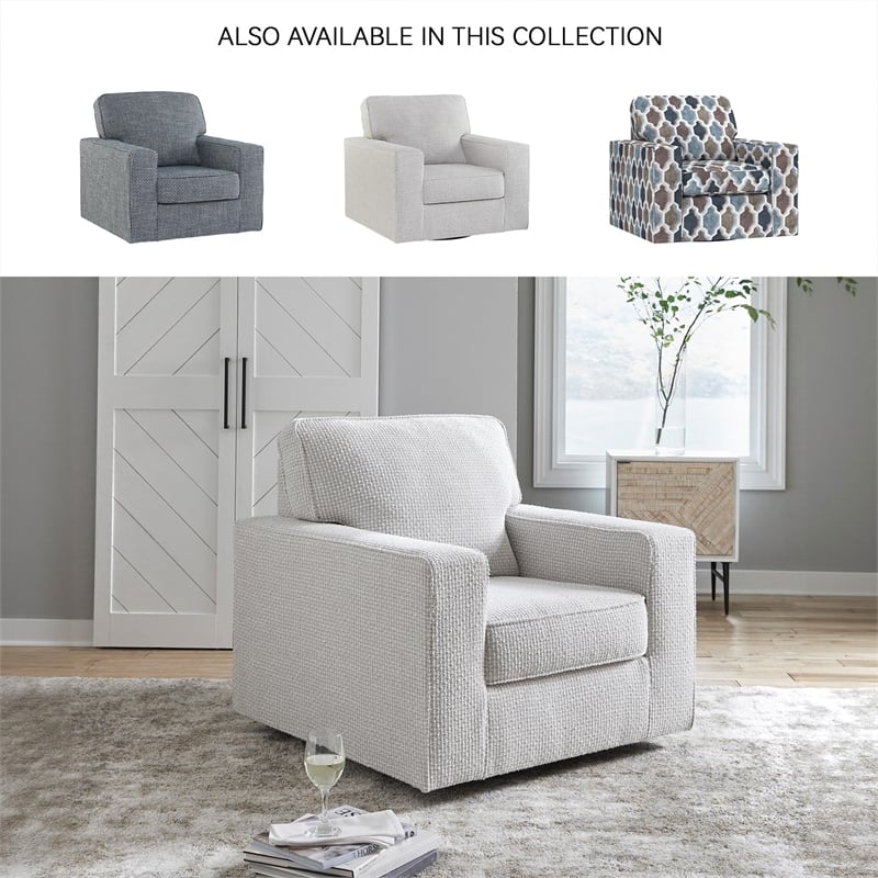 Signature Design by Ashley Olwenburg Polyester Swivel Accent Chair in Taupe