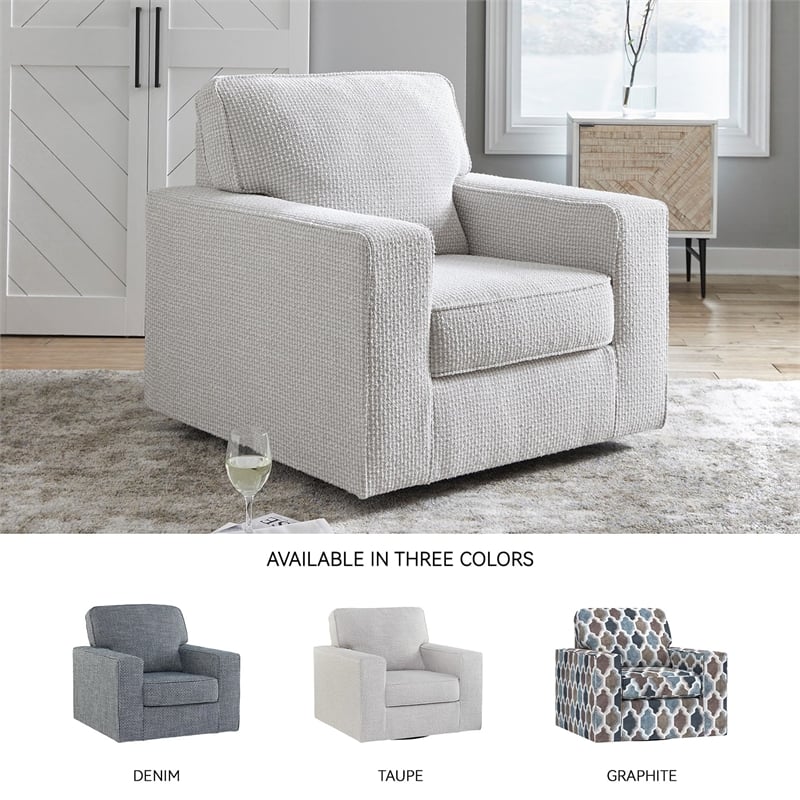 Signature Design by Ashley Olwenburg Polyester Swivel Accent Chair in Taupe