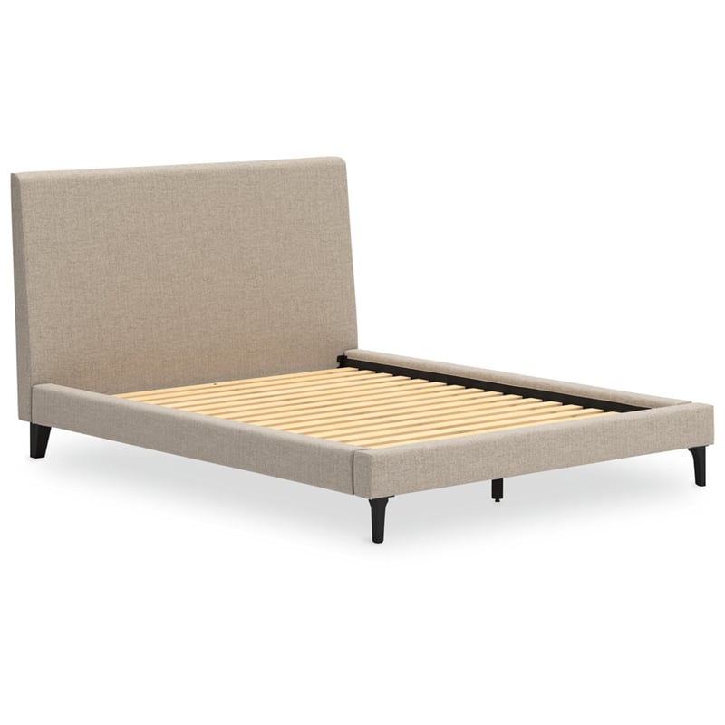 Ashley Furniture Cielden Beige Queen Upholstered Bed with Roll Slats