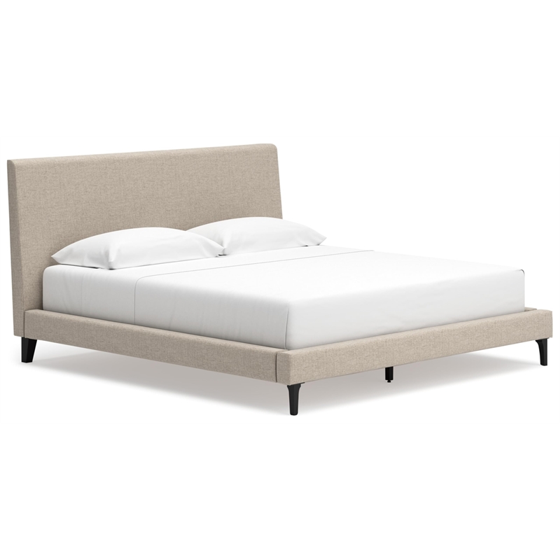 Signature Design by Ashley Cadmori Black King Upholstered Bed with Roll Slats