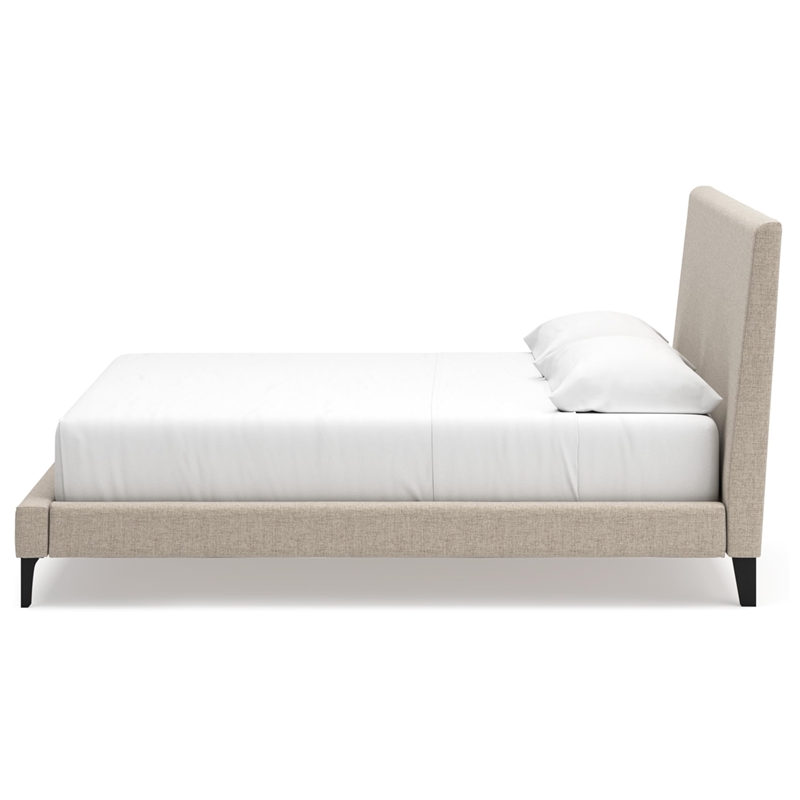 Signature Design by Ashley Cadmori Black King Upholstered Bed with Roll Slats