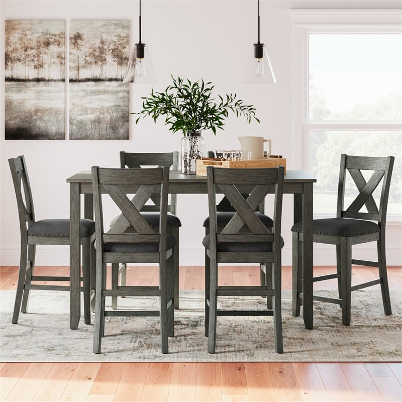 Ashley Furniture Caitbrook Gray Counter Height Dining Table Set - Set of 7