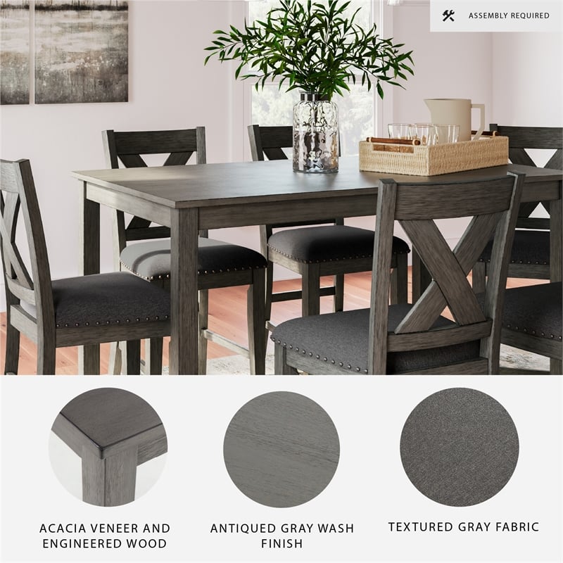 Ashley Furniture Caitbrook Gray Counter Height Dining Table Set - Set of 7