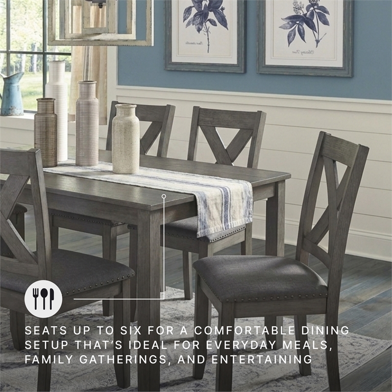 Signature Design by Ashley Caitbrook Gray Dining Table and Chairs - Set of 7