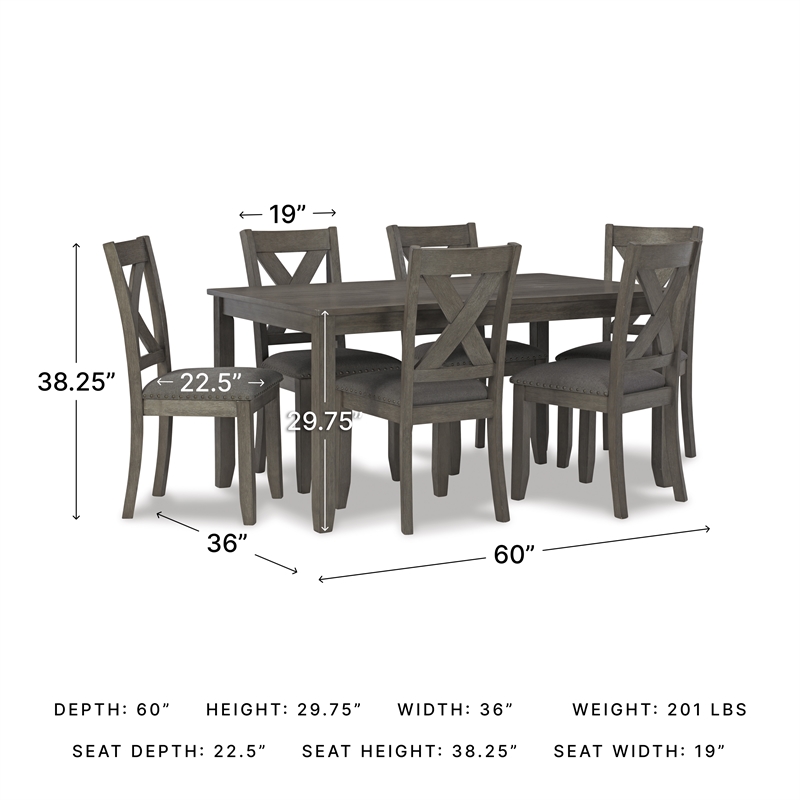 Signature Design by Ashley Caitbrook Gray Dining Table and Chairs - Set of 7