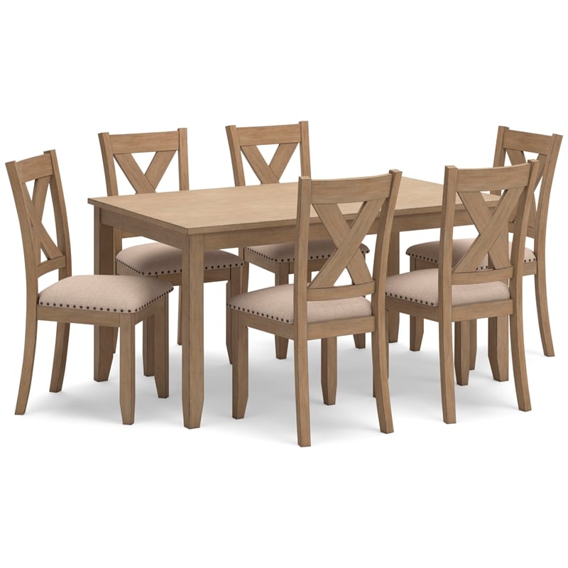 Ashley Furniture Sanbriar Light Brown Dining Table and Chairs - Set of 7