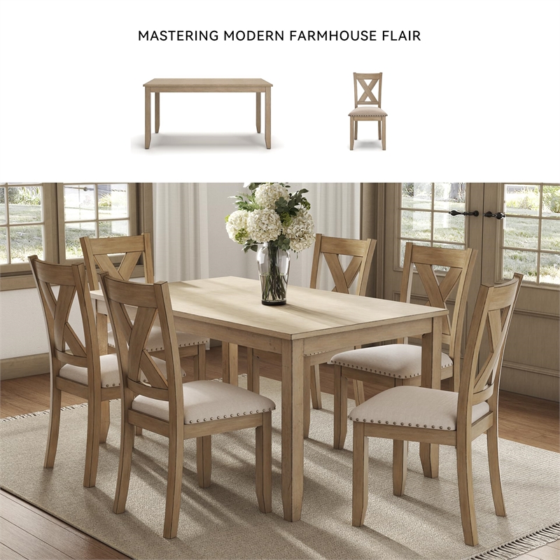 Ashley Furniture Sanbriar Light Brown Dining Table and Chairs - Set of 7