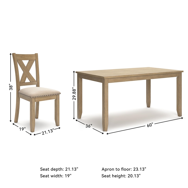 Ashley Furniture Sanbriar Light Brown Dining Table and Chairs - Set of 7