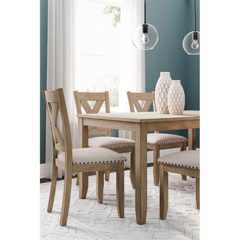 Ashley Furniture Sanbriar Light Brown Dining Table and Chairs - Set of 7