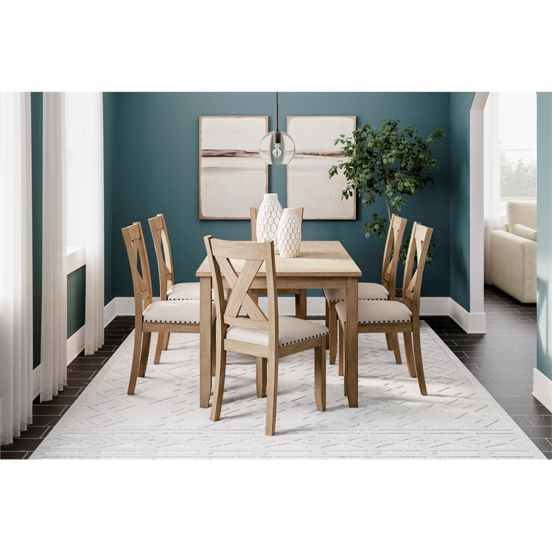 Ashley Furniture Sanbriar Light Brown Dining Table and Chairs - Set of 7