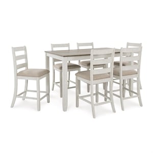 Ashley Furniture Skempton White Counter Height Dining Table Set - Set of 7