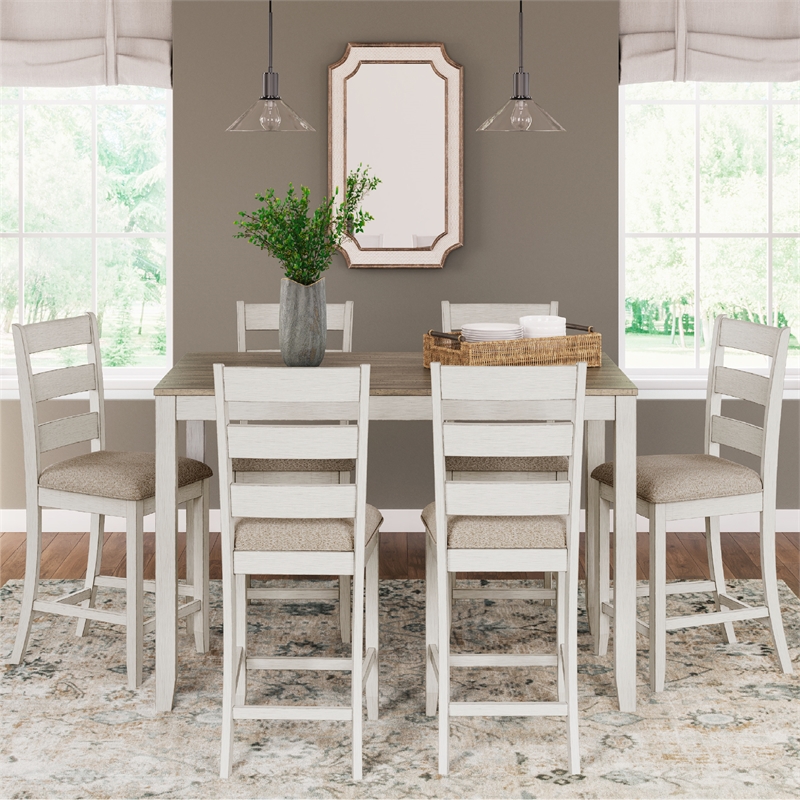 Ashley Furniture Skempton White Counter Height Dining Table Set - Set of 7