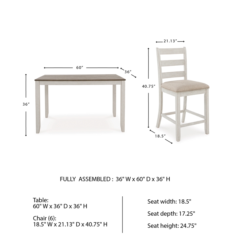 Ashley Furniture Skempton White Counter Height Dining Table Set - Set of 7